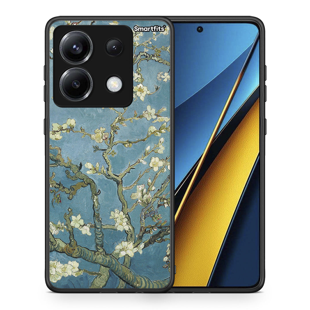 Θήκη Xiaomi Poco X6 White Blossoms από τη Smartfits με σχέδιο στο πίσω μέρος και μαύρο περίβλημα | Xiaomi Poco X6 White Blossoms case with colorful back and black bezels