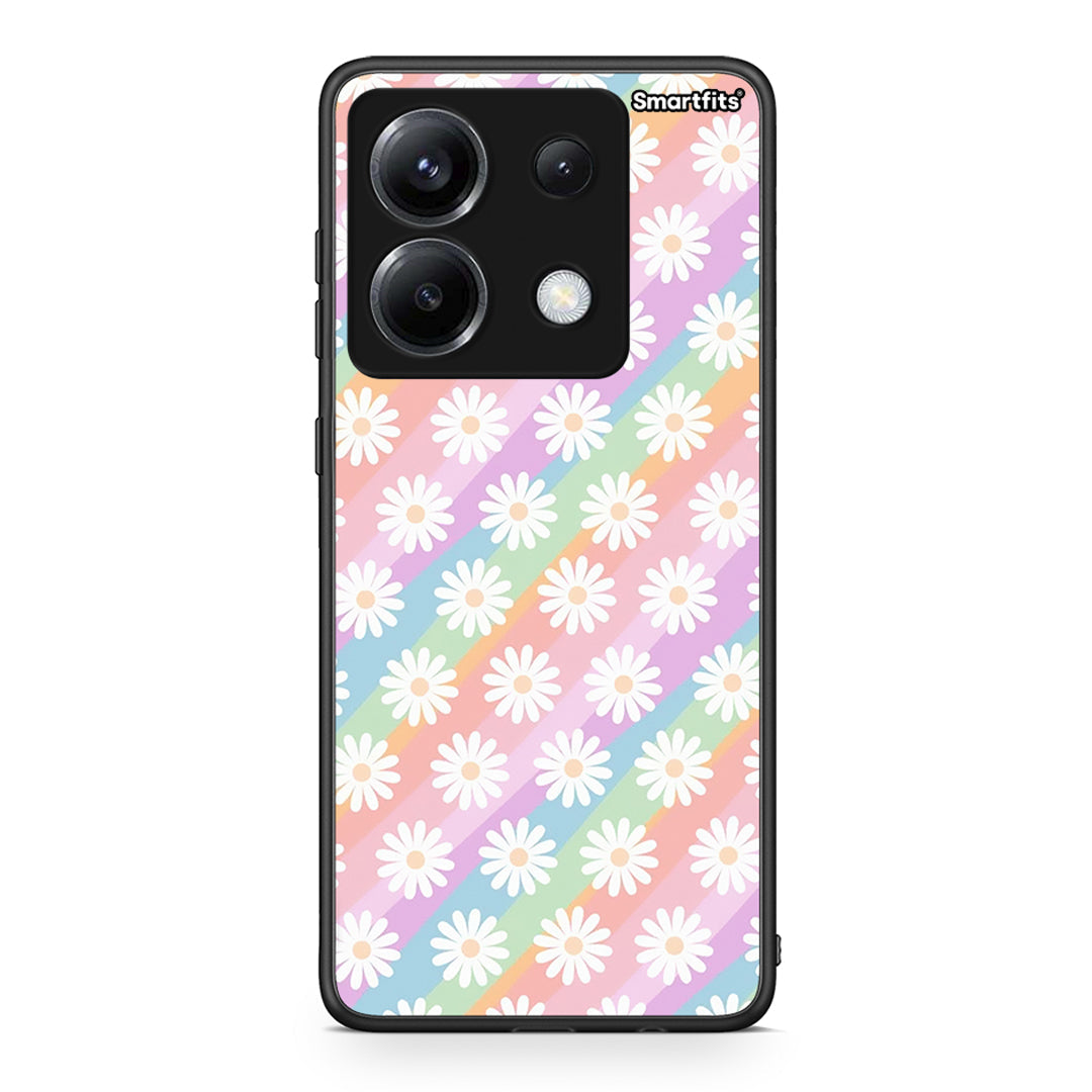 Xiaomi Poco X6 White Daisies θήκη από τη Smartfits με σχέδιο στο πίσω μέρος και μαύρο περίβλημα | Smartphone case with colorful back and black bezels by Smartfits