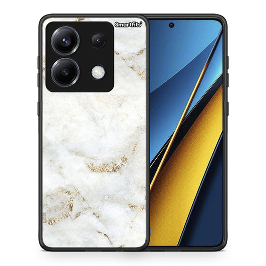 Θήκη Xiaomi Poco X6 White Gold Marble από τη Smartfits με σχέδιο στο πίσω μέρος και μαύρο περίβλημα | Xiaomi Poco X6 White Gold Marble case with colorful back and black bezels