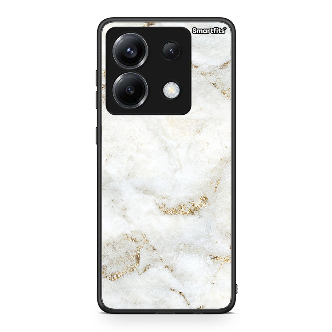 Xiaomi Poco X6 White Gold Marble θήκη από τη Smartfits με σχέδιο στο πίσω μέρος και μαύρο περίβλημα | Smartphone case with colorful back and black bezels by Smartfits
