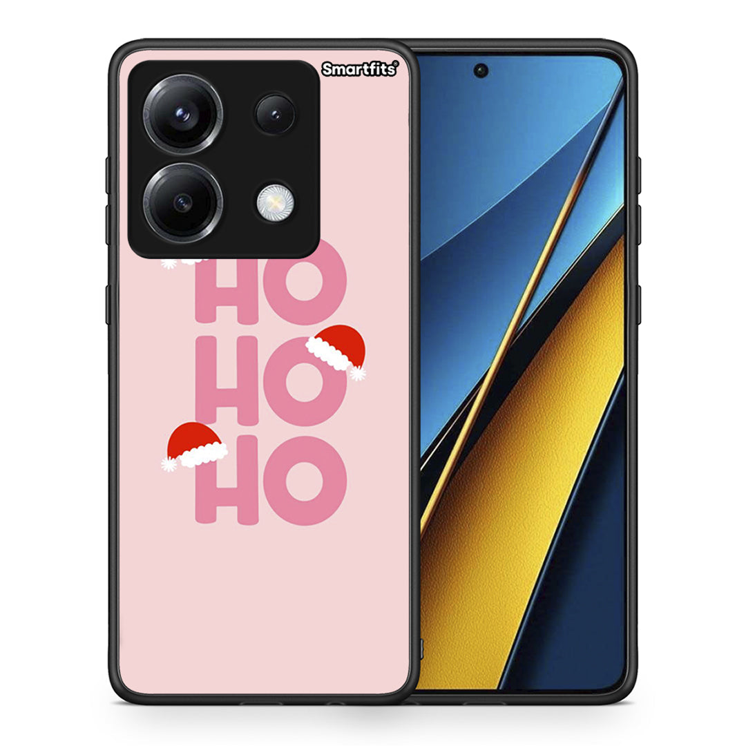 Θήκη Xiaomi Poco X6 Xmas Ho Ho Ho από τη Smartfits με σχέδιο στο πίσω μέρος και μαύρο περίβλημα | Xiaomi Poco X6 Xmas Ho Ho Ho case with colorful back and black bezels