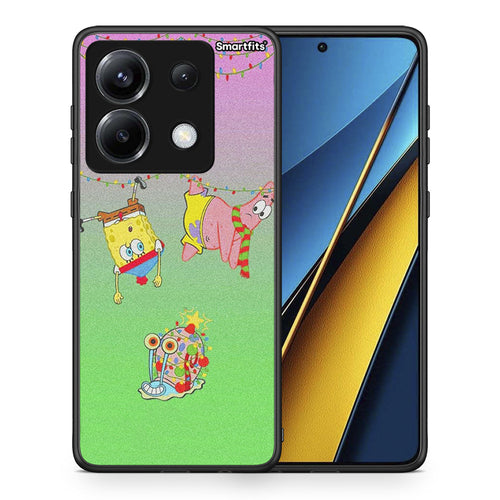 Θήκη Xiaomi Poco X6 Xmas Lights από τη Smartfits με σχέδιο στο πίσω μέρος και μαύρο περίβλημα | Xiaomi Poco X6 Xmas Lights case with colorful back and black bezels