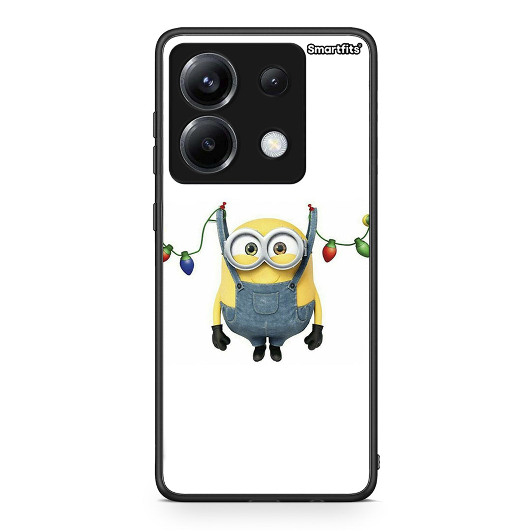 Xiaomi Poco X6 Xmas Minion Lights θήκη από τη Smartfits με σχέδιο στο πίσω μέρος και μαύρο περίβλημα | Smartphone case with colorful back and black bezels by Smartfits