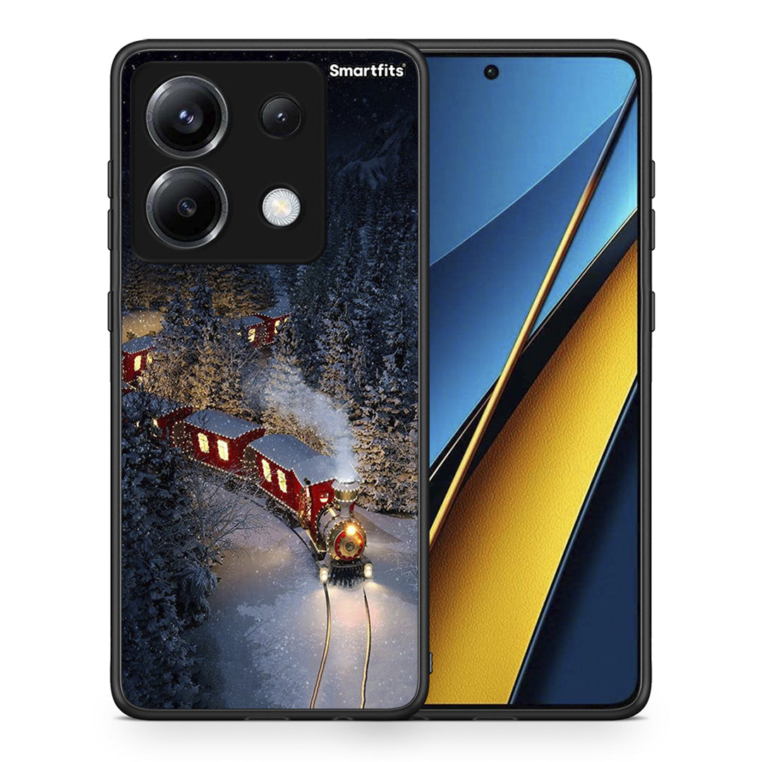 Θήκη Xiaomi Poco X6 Xmas Train από τη Smartfits με σχέδιο στο πίσω μέρος και μαύρο περίβλημα | Xiaomi Poco X6 Xmas Train case with colorful back and black bezels