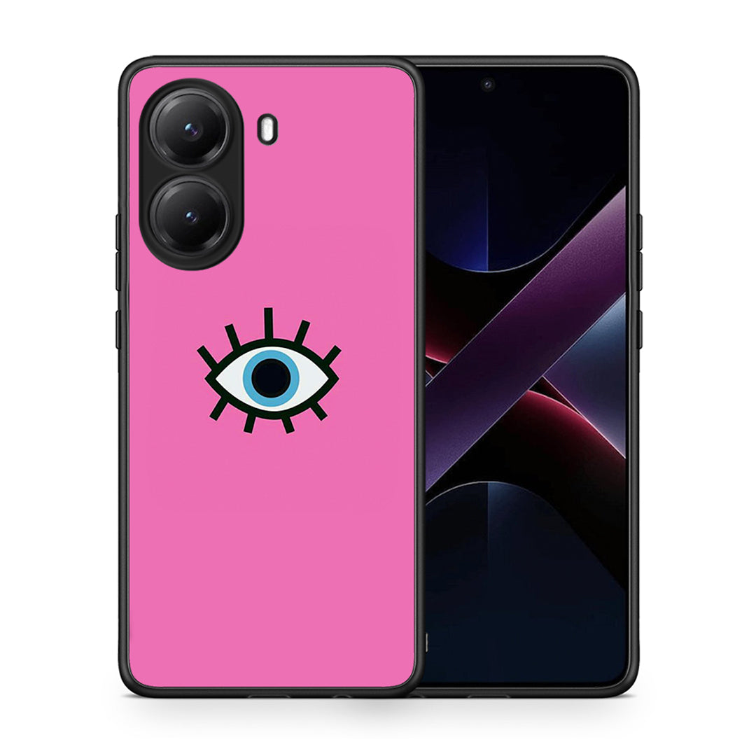 Θήκη Xiaomi Poco X7 Pro Blue Eye Pink από τη Smartfits με σχέδιο στο πίσω μέρος και μαύρο περίβλημα | Xiaomi Poco X7 Pro Blue Eye Pink case with colorful back and black bezels