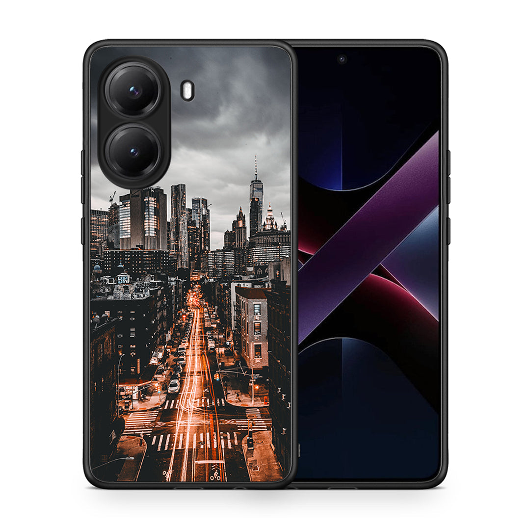 Θήκη Xiaomi Poco X7 Pro City Lights από τη Smartfits με σχέδιο στο πίσω μέρος και μαύρο περίβλημα | Xiaomi Poco X7 Pro City Lights case with colorful back and black bezels
