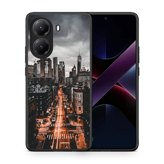 Θήκη Xiaomi Poco X7 Pro City Lights από τη Smartfits με σχέδιο στο πίσω μέρος και μαύρο περίβλημα | Xiaomi Poco X7 Pro City Lights case with colorful back and black bezels