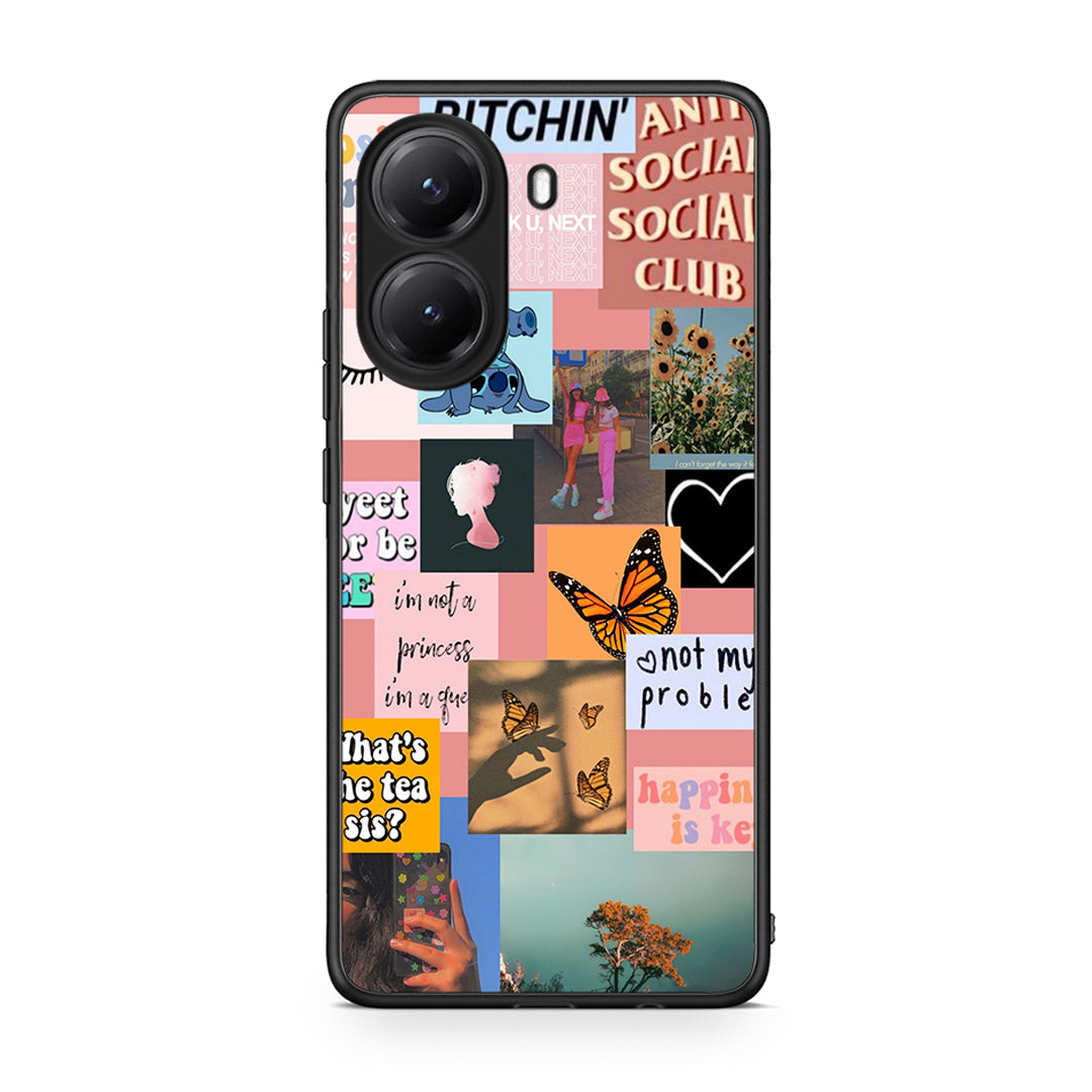 Xiaomi Poco X7 Pro Collage Bitchin Θήκη Αγίου Βαλεντίνου από τη Smartfits με σχέδιο στο πίσω μέρος και μαύρο περίβλημα | Smartphone case with colorful back and black bezels by Smartfits