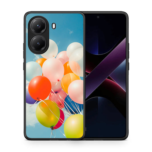 Θήκη Xiaomi Poco X7 Pro Colorful Balloons από τη Smartfits με σχέδιο στο πίσω μέρος και μαύρο περίβλημα | Xiaomi Poco X7 Pro Colorful Balloons case with colorful back and black bezels