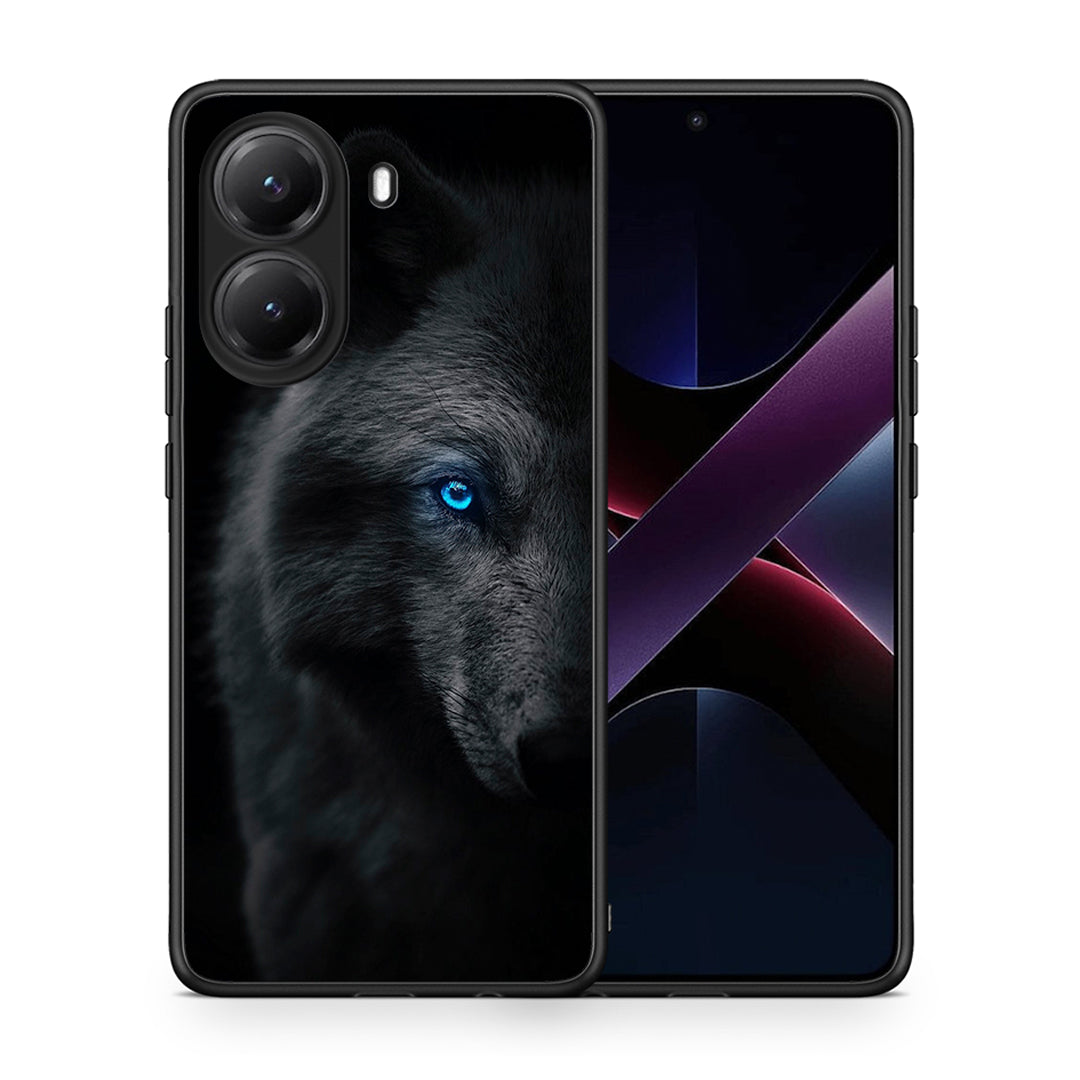 Θήκη Xiaomi Poco X7 Pro Dark Wolf από τη Smartfits με σχέδιο στο πίσω μέρος και μαύρο περίβλημα | Xiaomi Poco X7 Pro Dark Wolf case with colorful back and black bezels