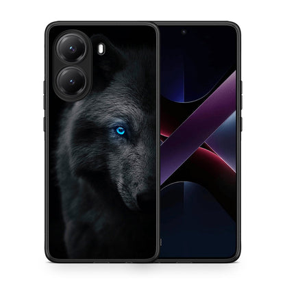 Θήκη Xiaomi Poco X7 Pro Dark Wolf από τη Smartfits με σχέδιο στο πίσω μέρος και μαύρο περίβλημα | Xiaomi Poco X7 Pro Dark Wolf case with colorful back and black bezels