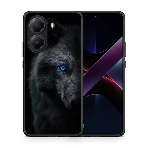 Θήκη Xiaomi Poco X7 Pro Dark Wolf από τη Smartfits με σχέδιο στο πίσω μέρος και μαύρο περίβλημα | Xiaomi Poco X7 Pro Dark Wolf case with colorful back and black bezels