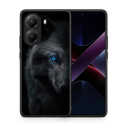 Θήκη Xiaomi Poco X7 Pro Dark Wolf από τη Smartfits με σχέδιο στο πίσω μέρος και μαύρο περίβλημα | Xiaomi Poco X7 Pro Dark Wolf case with colorful back and black bezels