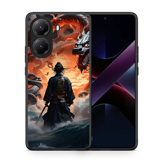 Θήκη Xiaomi Poco X7 Pro Dragons Fight από τη Smartfits με σχέδιο στο πίσω μέρος και μαύρο περίβλημα | Xiaomi Poco X7 Pro Dragons Fight case with colorful back and black bezels