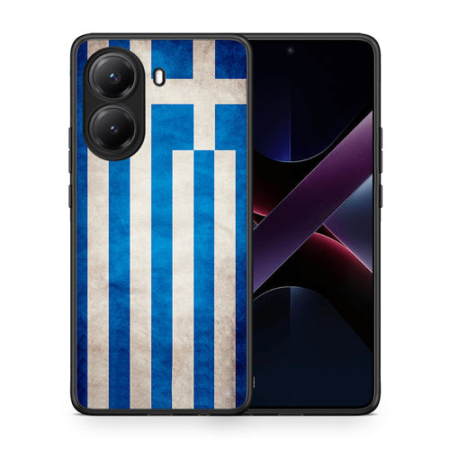 Θήκη Xiaomi Poco X7 Pro Greek Flag από τη Smartfits με σχέδιο στο πίσω μέρος και μαύρο περίβλημα | Xiaomi Poco X7 Pro Greek Flag case with colorful back and black bezels