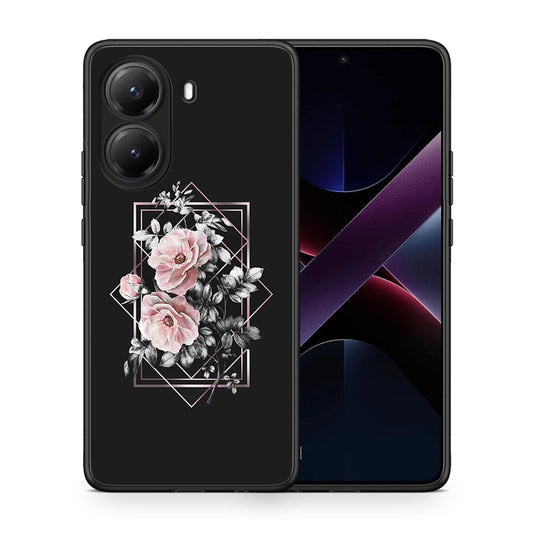 Θήκη Xiaomi Poco X7 Pro Frame Flower από τη Smartfits με σχέδιο στο πίσω μέρος και μαύρο περίβλημα | Xiaomi Poco X7 Pro Frame Flower case with colorful back and black bezels