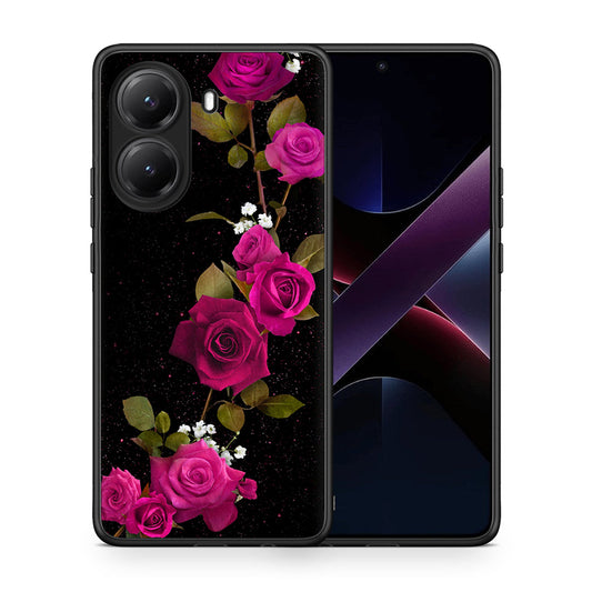 Θήκη Xiaomi Poco X7 Pro Red Roses Flower από τη Smartfits με σχέδιο στο πίσω μέρος και μαύρο περίβλημα | Xiaomi Poco X7 Pro Red Roses Flower case with colorful back and black bezels