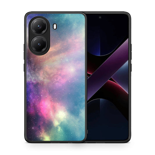 Θήκη Xiaomi Poco X7 Pro Rainbow Galaxy από τη Smartfits με σχέδιο στο πίσω μέρος και μαύρο περίβλημα | Xiaomi Poco X7 Pro Rainbow Galaxy case with colorful back and black bezels