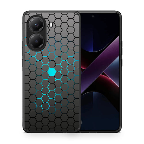 Θήκη Xiaomi Poco X7 Pro Hexagonal Geometric από τη Smartfits με σχέδιο στο πίσω μέρος και μαύρο περίβλημα | Xiaomi Poco X7 Pro Hexagonal Geometric case with colorful back and black bezels