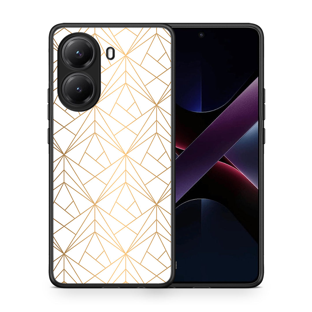 Θήκη Xiaomi Poco X7 Pro Luxury White Geometric από τη Smartfits με σχέδιο στο πίσω μέρος και μαύρο περίβλημα | Xiaomi Poco X7 Pro Luxury White Geometric case with colorful back and black bezels