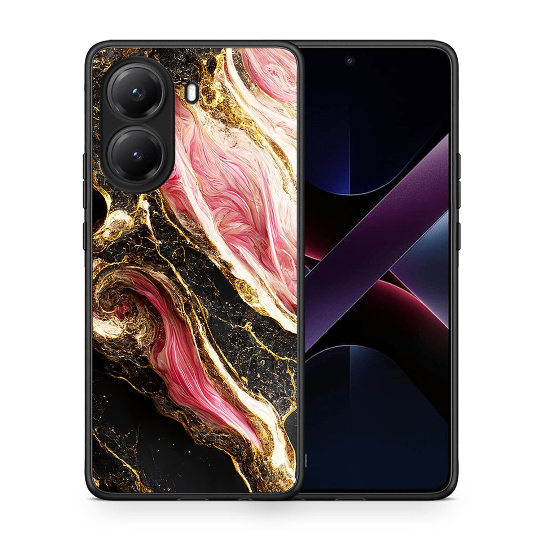 Θήκη Xiaomi Poco X7 Pro Glamorous Pink Marble από τη Smartfits με σχέδιο στο πίσω μέρος και μαύρο περίβλημα | Xiaomi Poco X7 Pro Glamorous Pink Marble case with colorful back and black bezels