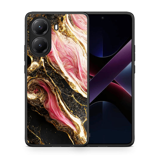 Θήκη Xiaomi Poco X7 Pro Glamorous Pink Marble από τη Smartfits με σχέδιο στο πίσω μέρος και μαύρο περίβλημα | Xiaomi Poco X7 Pro Glamorous Pink Marble case with colorful back and black bezels