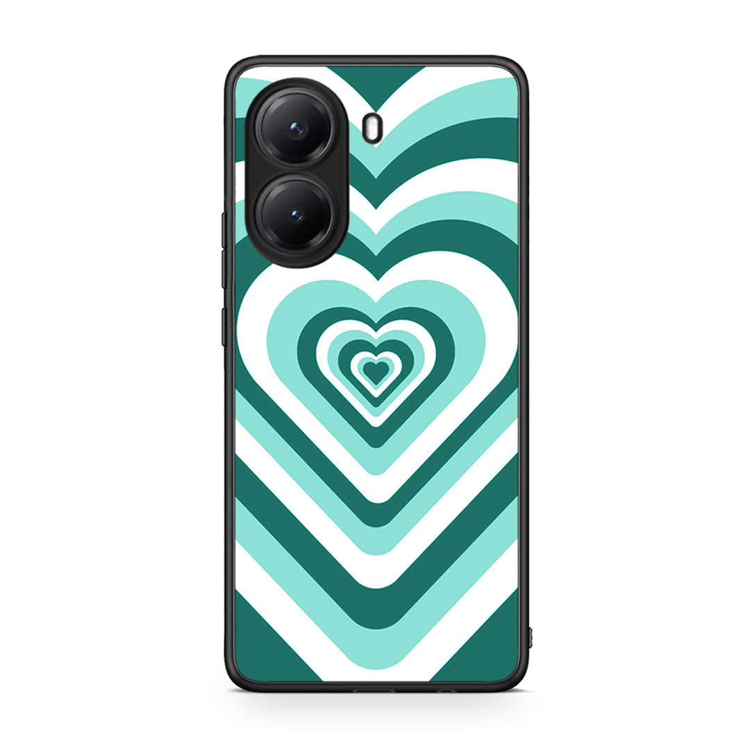 Xiaomi Poco X7 Pro Green Hearts θήκη από τη Smartfits με σχέδιο στο πίσω μέρος και μαύρο περίβλημα | Smartphone case with colorful back and black bezels by Smartfits