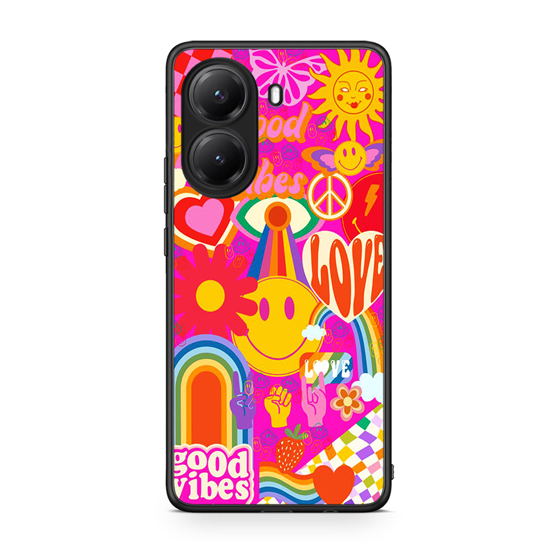 Xiaomi Poco X7 Pro Hippie Love θήκη από τη Smartfits με σχέδιο στο πίσω μέρος και μαύρο περίβλημα | Smartphone case with colorful back and black bezels by Smartfits