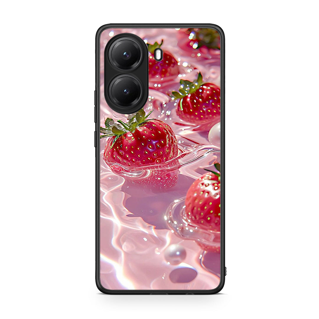 Xiaomi Poco X7 Pro Juicy Strawberries θήκη από τη Smartfits με σχέδιο στο πίσω μέρος και μαύρο περίβλημα | Smartphone case with colorful back and black bezels by Smartfits