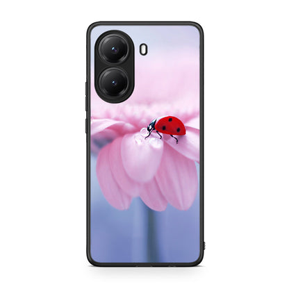 Xiaomi Poco X7 Pro Ladybug Flower θήκη από τη Smartfits με σχέδιο στο πίσω μέρος και μαύρο περίβλημα | Smartphone case with colorful back and black bezels by Smartfits