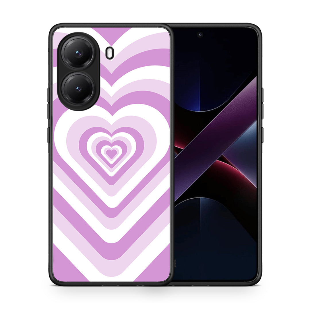 Θήκη Xiaomi Poco X7 Pro Lilac Hearts από τη Smartfits με σχέδιο στο πίσω μέρος και μαύρο περίβλημα | Xiaomi Poco X7 Pro Lilac Hearts case with colorful back and black bezels