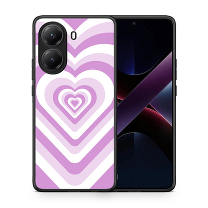 Θήκη Xiaomi Poco X7 Pro Lilac Hearts από τη Smartfits με σχέδιο στο πίσω μέρος και μαύρο περίβλημα | Xiaomi Poco X7 Pro Lilac Hearts case with colorful back and black bezels