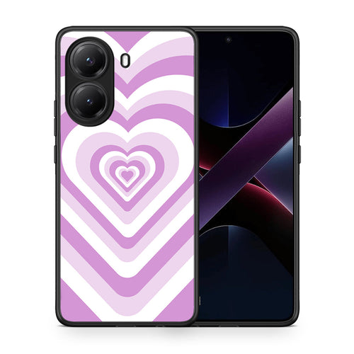 Θήκη Xiaomi Poco X7 Pro Lilac Hearts από τη Smartfits με σχέδιο στο πίσω μέρος και μαύρο περίβλημα | Xiaomi Poco X7 Pro Lilac Hearts case with colorful back and black bezels