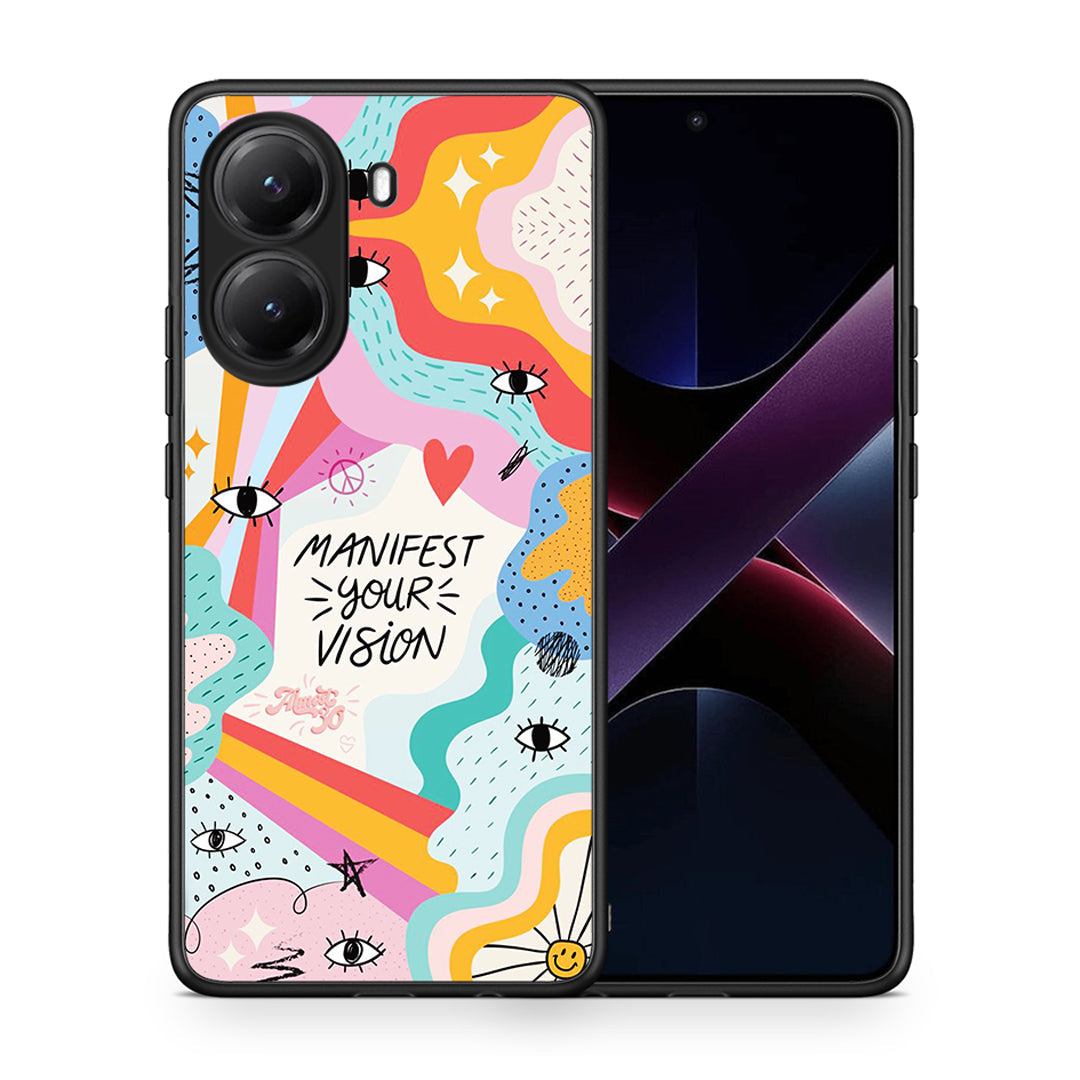 Θήκη Xiaomi Poco X7 Pro Manifest Your Vision από τη Smartfits με σχέδιο στο πίσω μέρος και μαύρο περίβλημα | Xiaomi Poco X7 Pro Manifest Your Vision case with colorful back and black bezels
