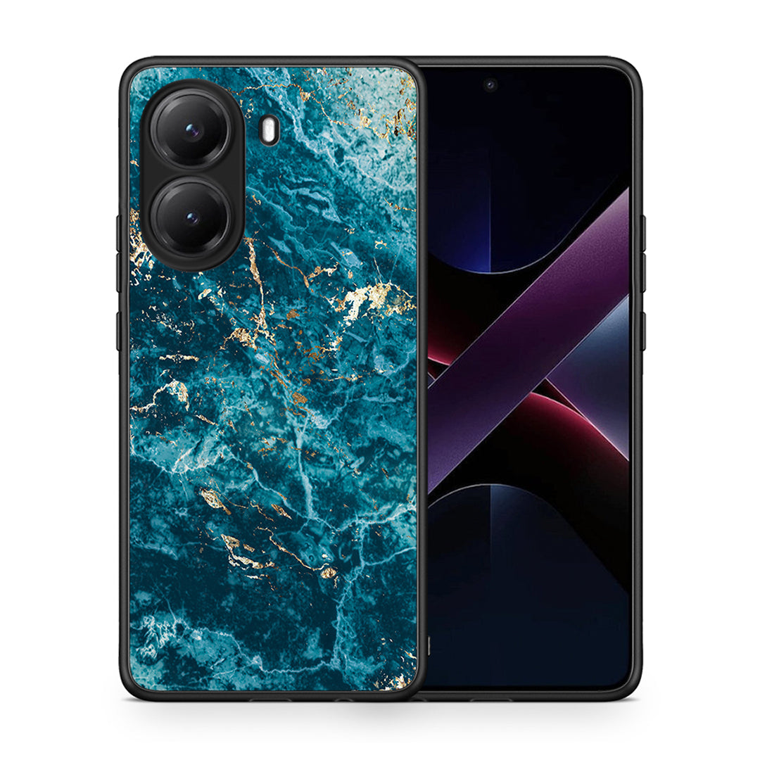 Θήκη Xiaomi Poco X7 Pro Marble Blue από τη Smartfits με σχέδιο στο πίσω μέρος και μαύρο περίβλημα | Xiaomi Poco X7 Pro Marble Blue case with colorful back and black bezels
