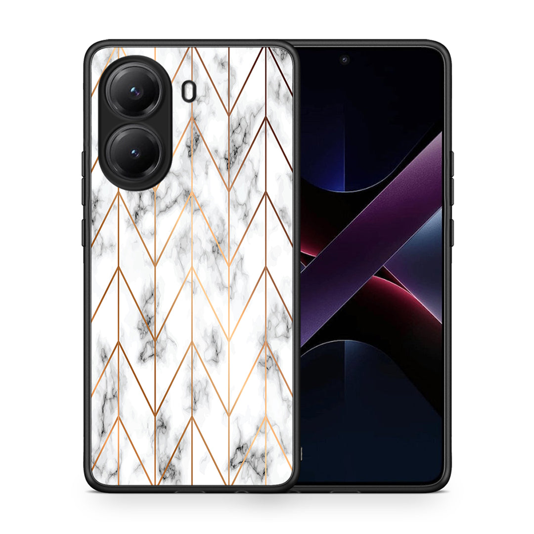 Θήκη Xiaomi Poco X7 Pro Gold Geometric Marble από τη Smartfits με σχέδιο στο πίσω μέρος και μαύρο περίβλημα | Xiaomi Poco X7 Pro Gold Geometric Marble case with colorful back and black bezels