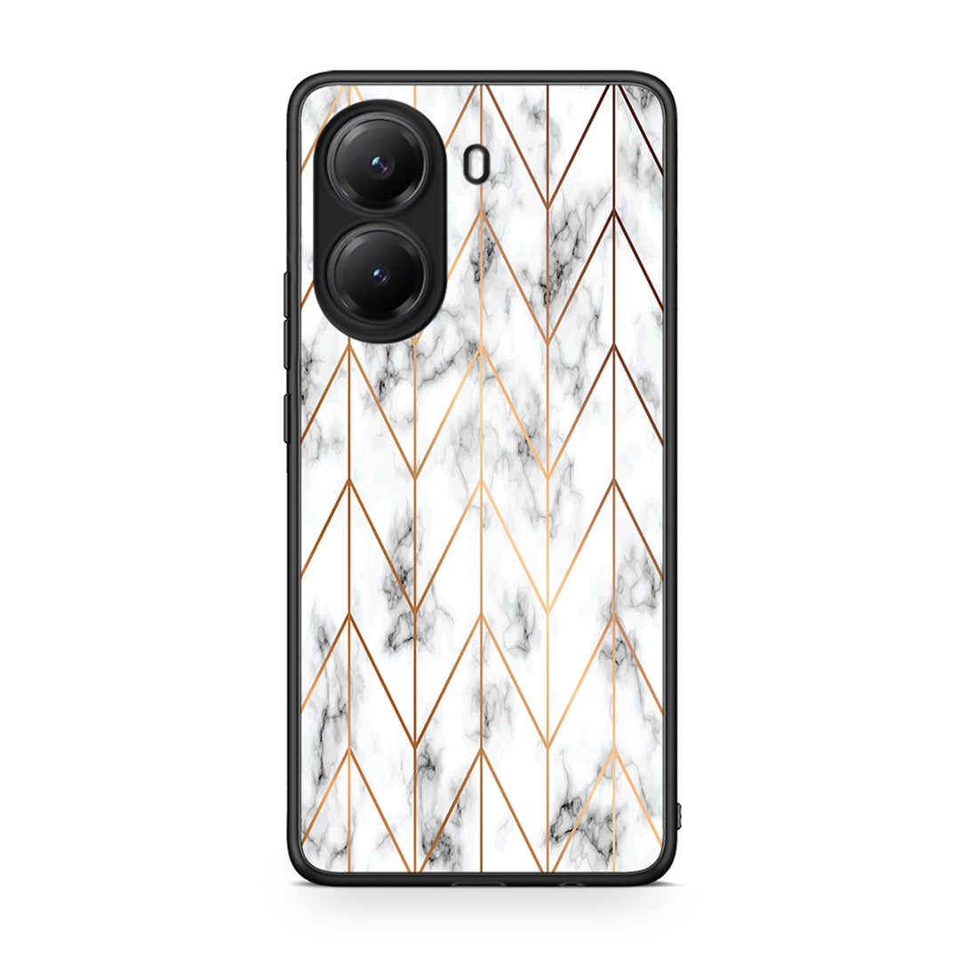 44 - Xiaomi Poco X7 Pro Gold Geometric Marble case, cover, bumper