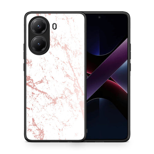 Θήκη Xiaomi Poco X7 Pro Pink Splash Marble από τη Smartfits με σχέδιο στο πίσω μέρος και μαύρο περίβλημα | Xiaomi Poco X7 Pro Pink Splash Marble case with colorful back and black bezels