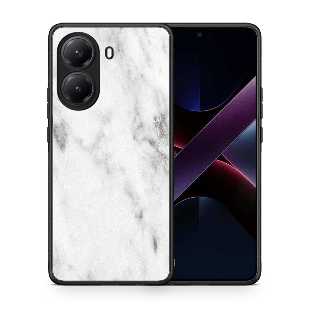 Θήκη Xiaomi Poco X7 Pro White Marble από τη Smartfits με σχέδιο στο πίσω μέρος και μαύρο περίβλημα | Xiaomi Poco X7 Pro White Marble case with colorful back and black bezels