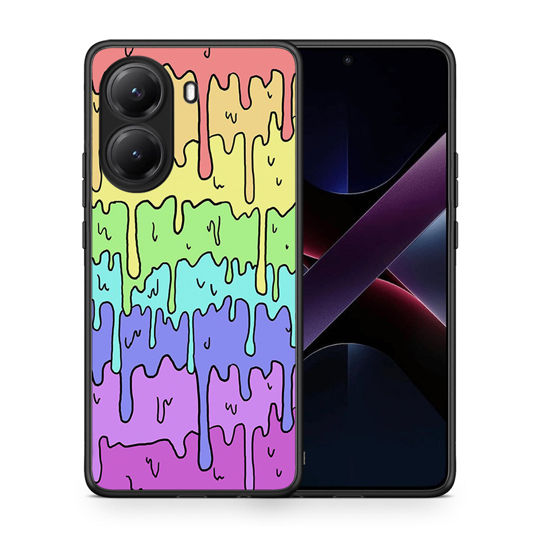 Θήκη Xiaomi Poco X7 Pro Melting Rainbow από τη Smartfits με σχέδιο στο πίσω μέρος και μαύρο περίβλημα | Xiaomi Poco X7 Pro Melting Rainbow case with colorful back and black bezels