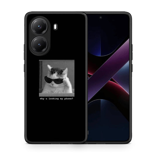 Θήκη Xiaomi Poco X7 Pro Meme Cat από τη Smartfits με σχέδιο στο πίσω μέρος και μαύρο περίβλημα | Xiaomi Poco X7 Pro Meme Cat case with colorful back and black bezels