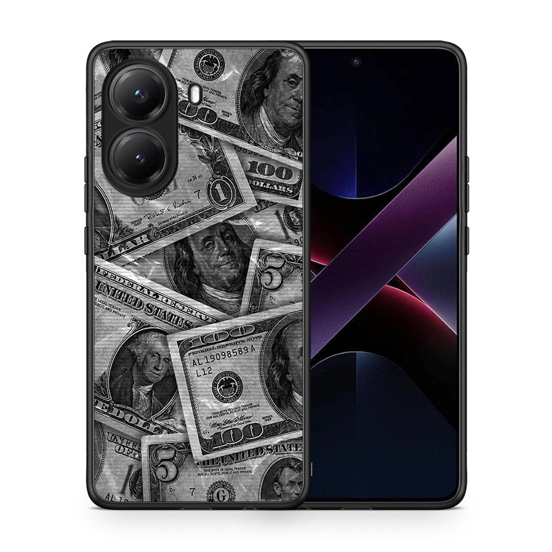 Θήκη Xiaomi Poco X7 Pro Money Dollars από τη Smartfits με σχέδιο στο πίσω μέρος και μαύρο περίβλημα | Xiaomi Poco X7 Pro Money Dollars case with colorful back and black bezels