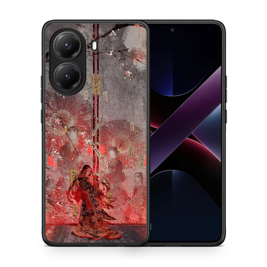 Θήκη Xiaomi Poco X7 Pro Nezuko Kamado από τη Smartfits με σχέδιο στο πίσω μέρος και μαύρο περίβλημα | Xiaomi Poco X7 Pro Nezuko Kamado case with colorful back and black bezels