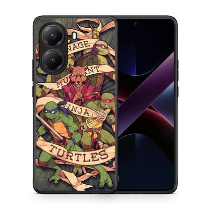 Θήκη Xiaomi Poco X7 Pro Ninja Turtles από τη Smartfits με σχέδιο στο πίσω μέρος και μαύρο περίβλημα | Xiaomi Poco X7 Pro Ninja Turtles case with colorful back and black bezels