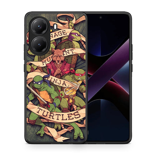 Θήκη Xiaomi Poco X7 Pro Ninja Turtles από τη Smartfits με σχέδιο στο πίσω μέρος και μαύρο περίβλημα | Xiaomi Poco X7 Pro Ninja Turtles case with colorful back and black bezels