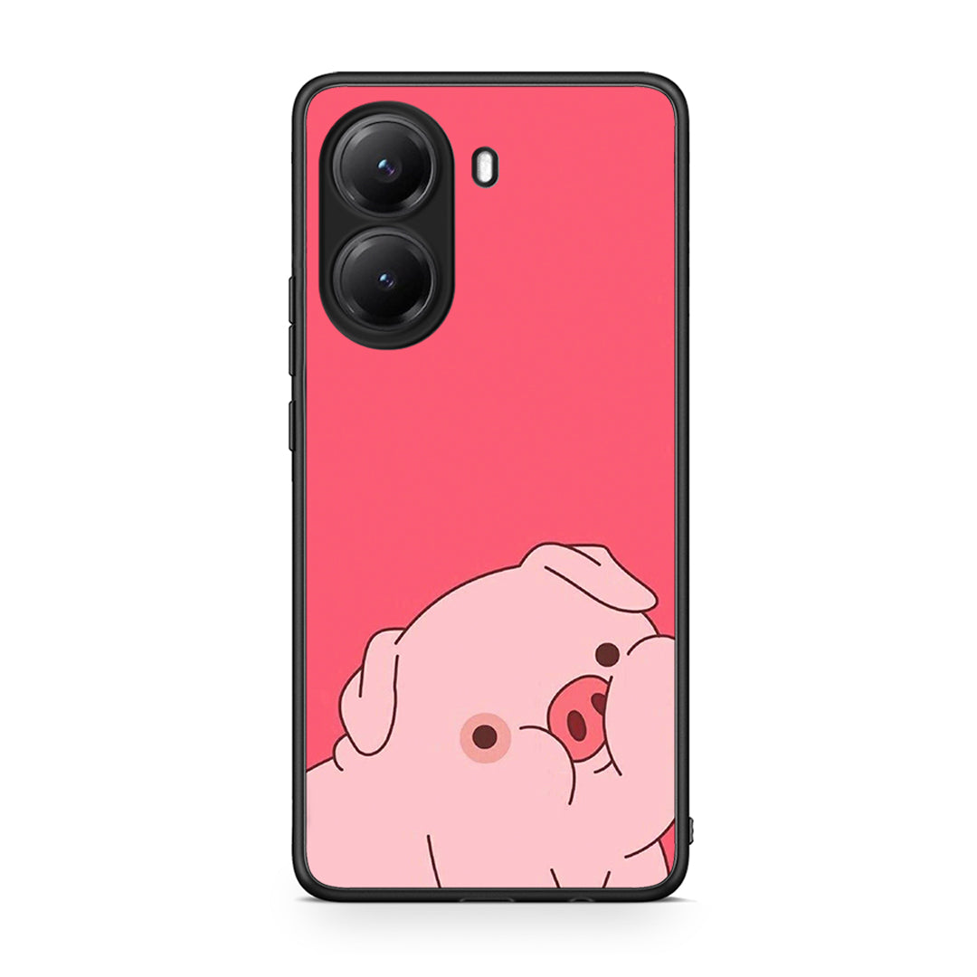 Xiaomi Poco X7 Pro Pig Love 1 Θήκη Αγίου Βαλεντίνου από τη Smartfits με σχέδιο στο πίσω μέρος και μαύρο περίβλημα | Smartphone case with colorful back and black bezels by Smartfits