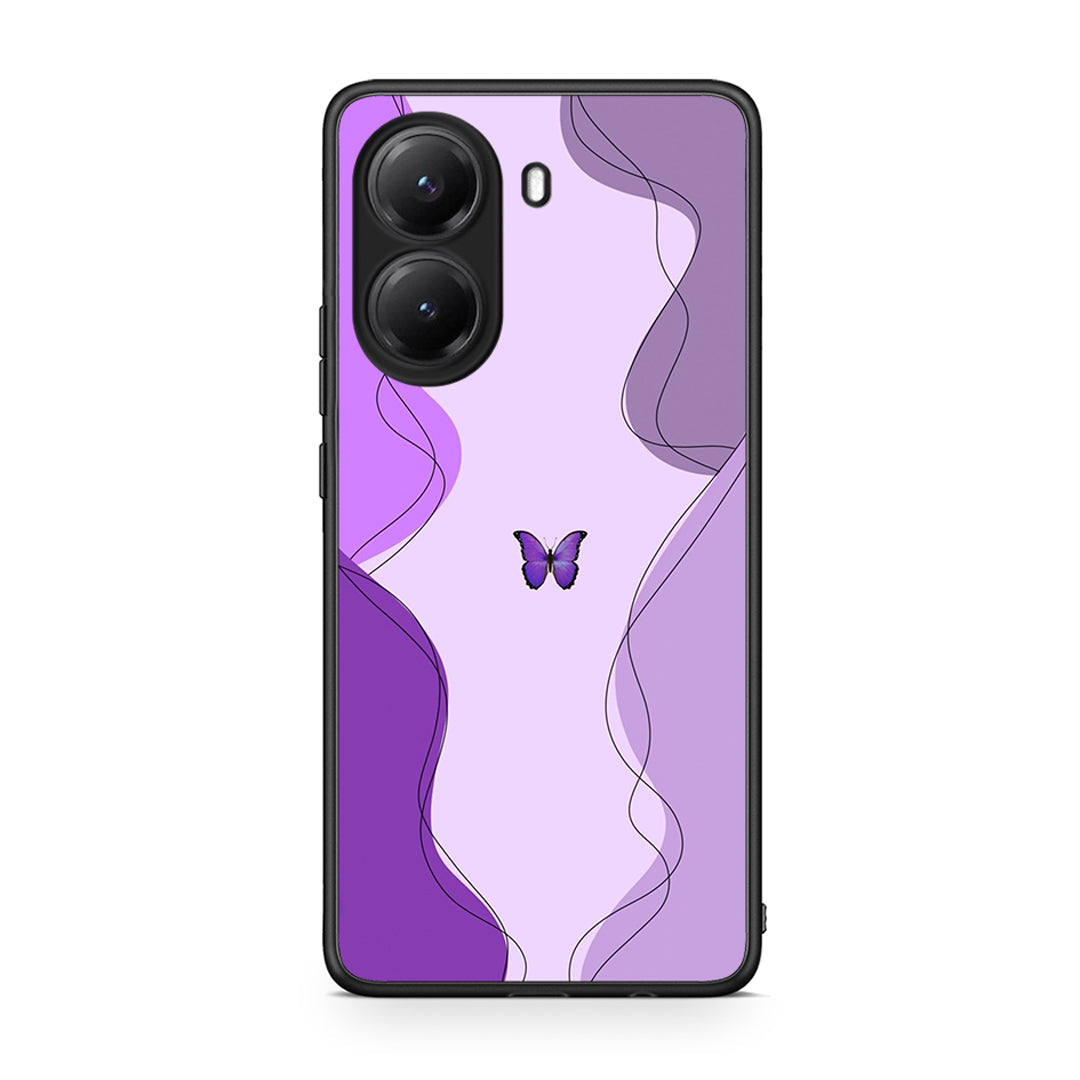 Xiaomi Poco X7 Pro Purple Mariposa Θήκη Αγίου Βαλεντίνου από τη Smartfits με σχέδιο στο πίσω μέρος και μαύρο περίβλημα | Smartphone case with colorful back and black bezels by Smartfits