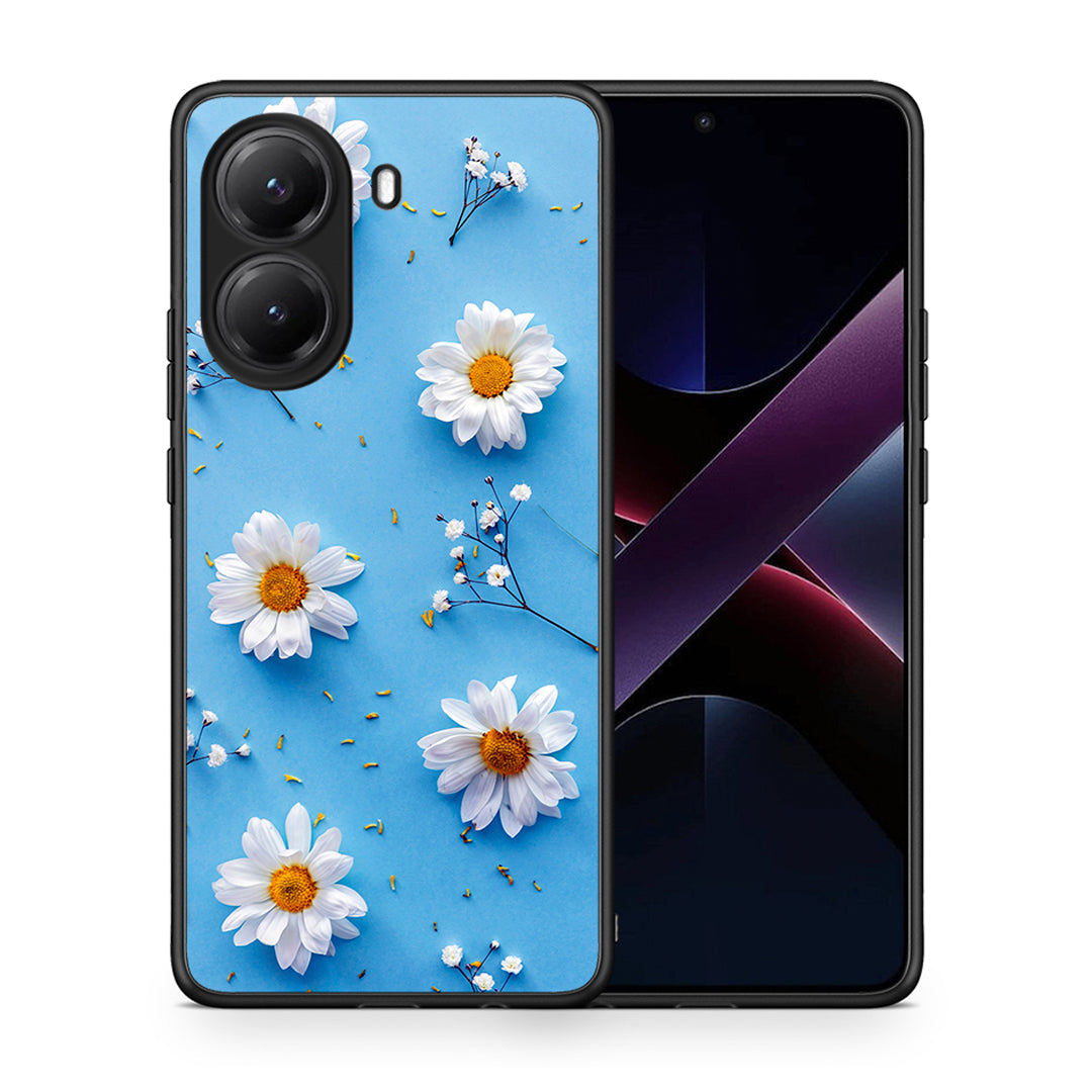 Θήκη Xiaomi Poco X7 Pro Real Daisies από τη Smartfits με σχέδιο στο πίσω μέρος και μαύρο περίβλημα | Xiaomi Poco X7 Pro Real Daisies case with colorful back and black bezels