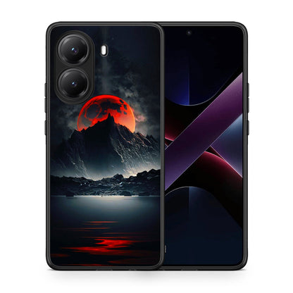 Θήκη Xiaomi Poco X7 Pro Red Full Moon από τη Smartfits με σχέδιο στο πίσω μέρος και μαύρο περίβλημα | Xiaomi Poco X7 Pro Red Full Moon case with colorful back and black bezels