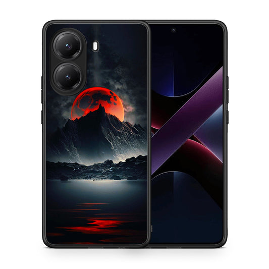 Θήκη Xiaomi Poco X7 Pro Red Full Moon από τη Smartfits με σχέδιο στο πίσω μέρος και μαύρο περίβλημα | Xiaomi Poco X7 Pro Red Full Moon case with colorful back and black bezels